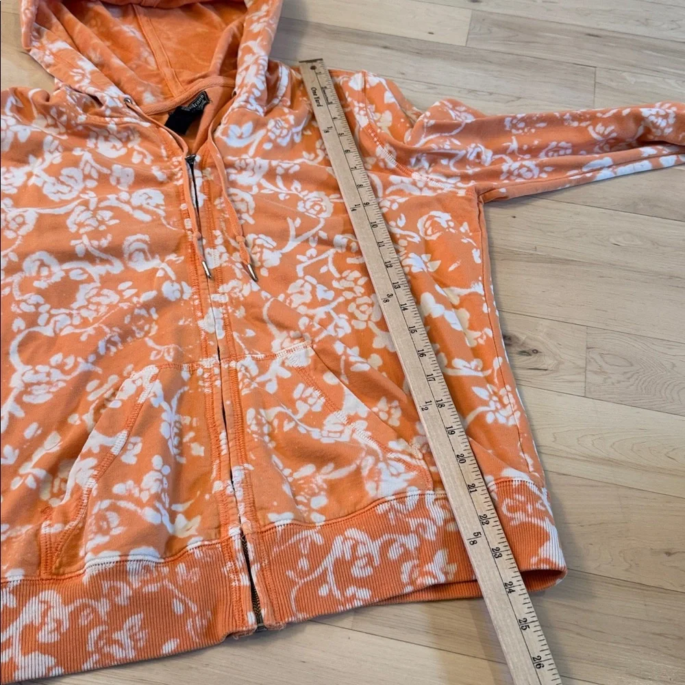 Vintage-Y2K-Lucky Brand Floral Rose AOP-Zip Up Hoodie Sweatshirt-XL-Cotton - Picture 4 of 5